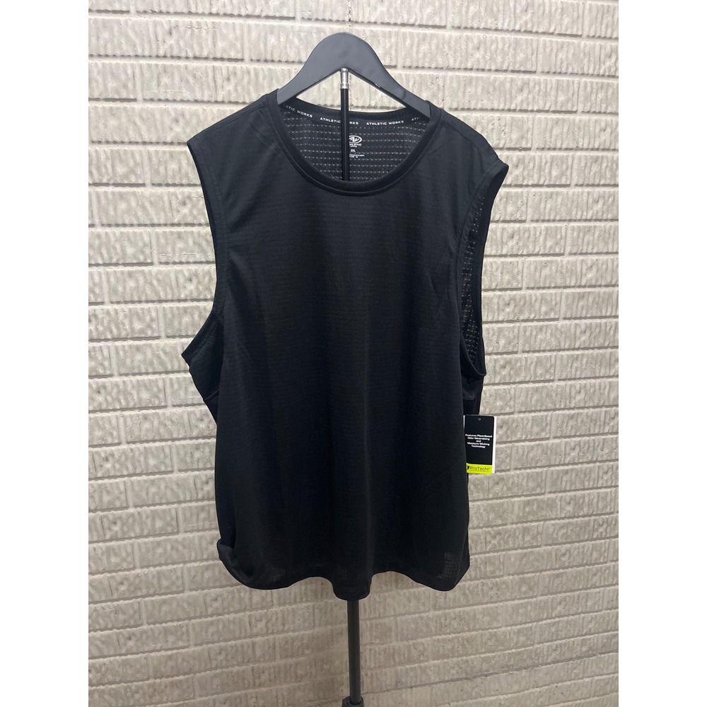 Athletic Works‎ Mens Mixed Media Muscle Tank Top Rich Black 2XL New With Tags